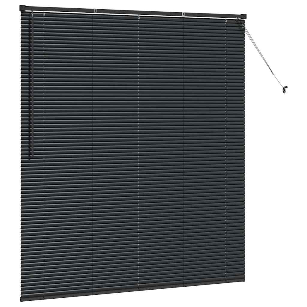 Window Blind with Curtains Manual Black Aluminium